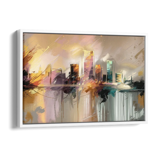Burlington Artistic Cityscape Side - White Canvas Wall Art