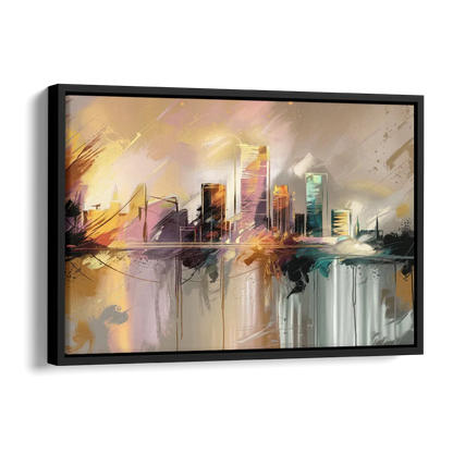 Burlington Artistic Cityscape Side - Black Canvas Wall Art