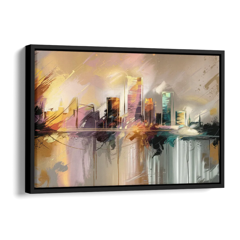 Burlington Artistic Cityscape Side - Black Canvas Wall Art