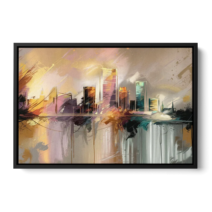Burlington Artistic Cityscape Front - Black Canvas Wall Art