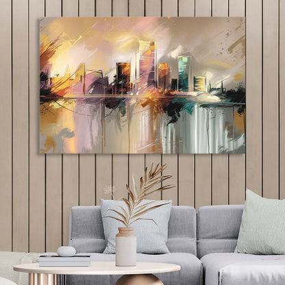 Burlington Artistic Cityscape Living Room - Canvas Wall Art