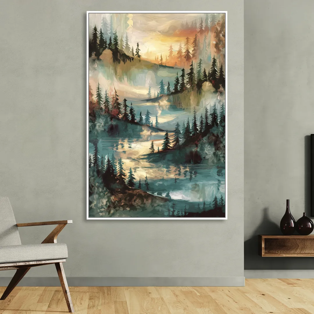 Burlington Captivating Landscapes Living Room - White Canvas Wall Art