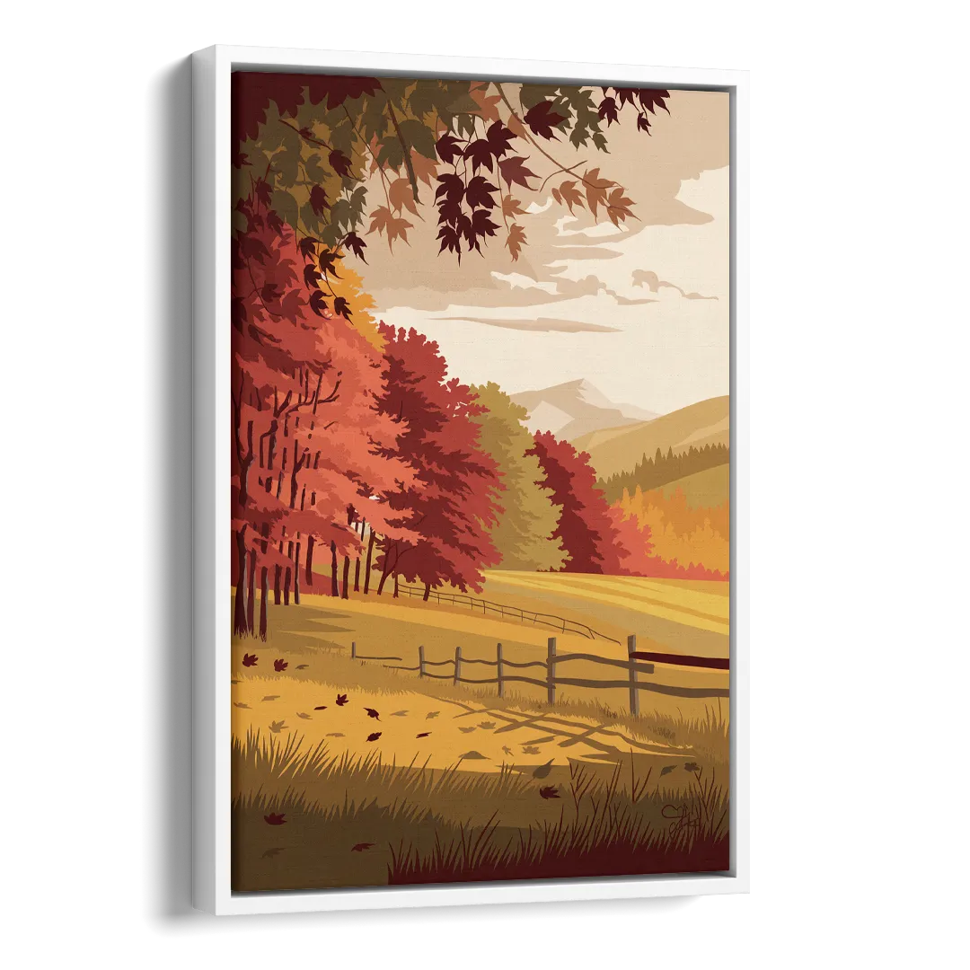Burlington Fall Foliage Side - White Canvas Wall Art