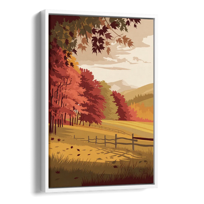 Burlington Fall Foliage Side - White Canvas Wall Art
