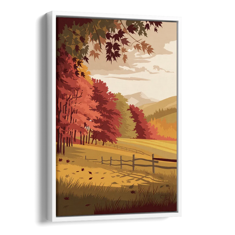 Burlington Fall Foliage Side - White Canvas Wall Art