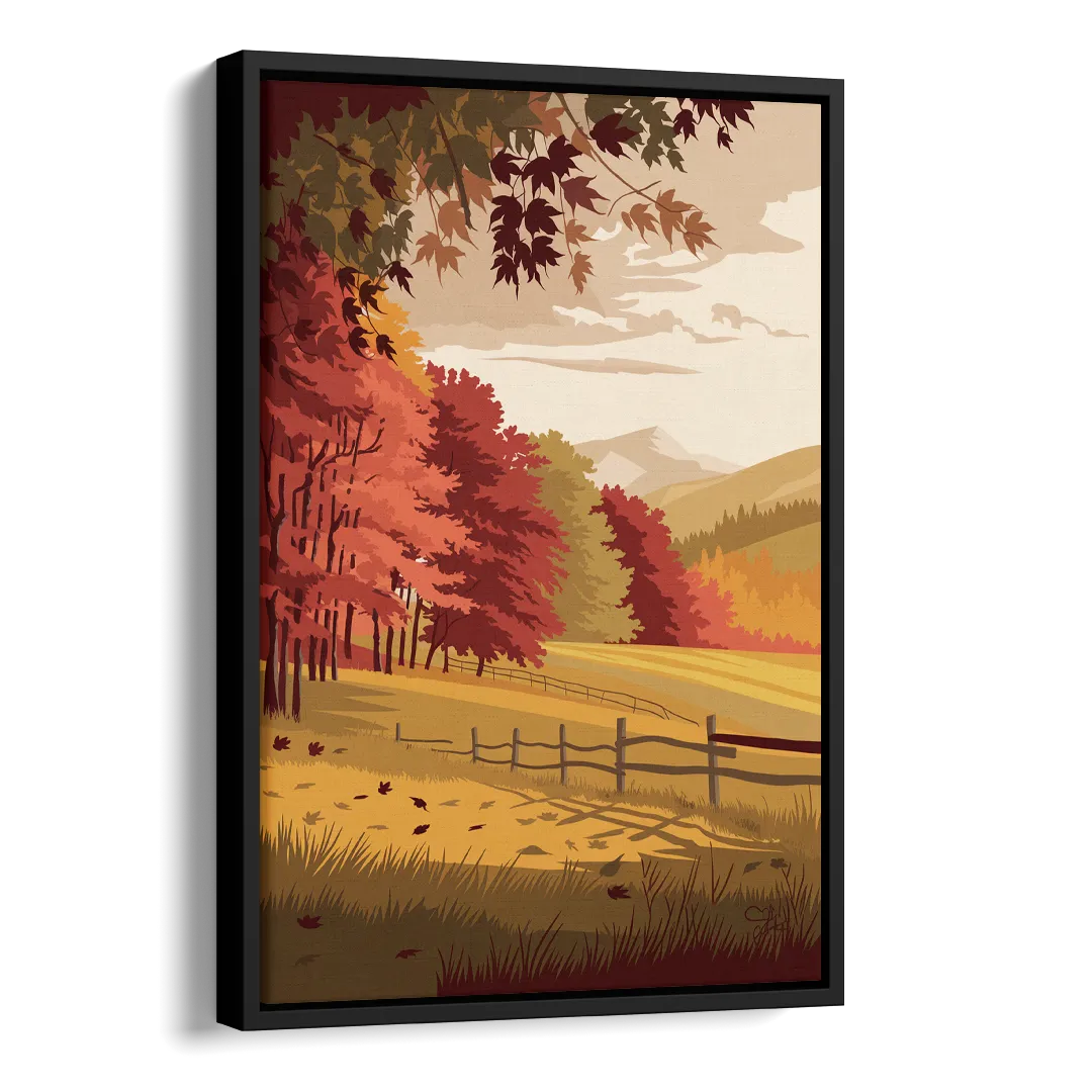 Burlington Fall Foliage Side - Black Canvas Wall Art