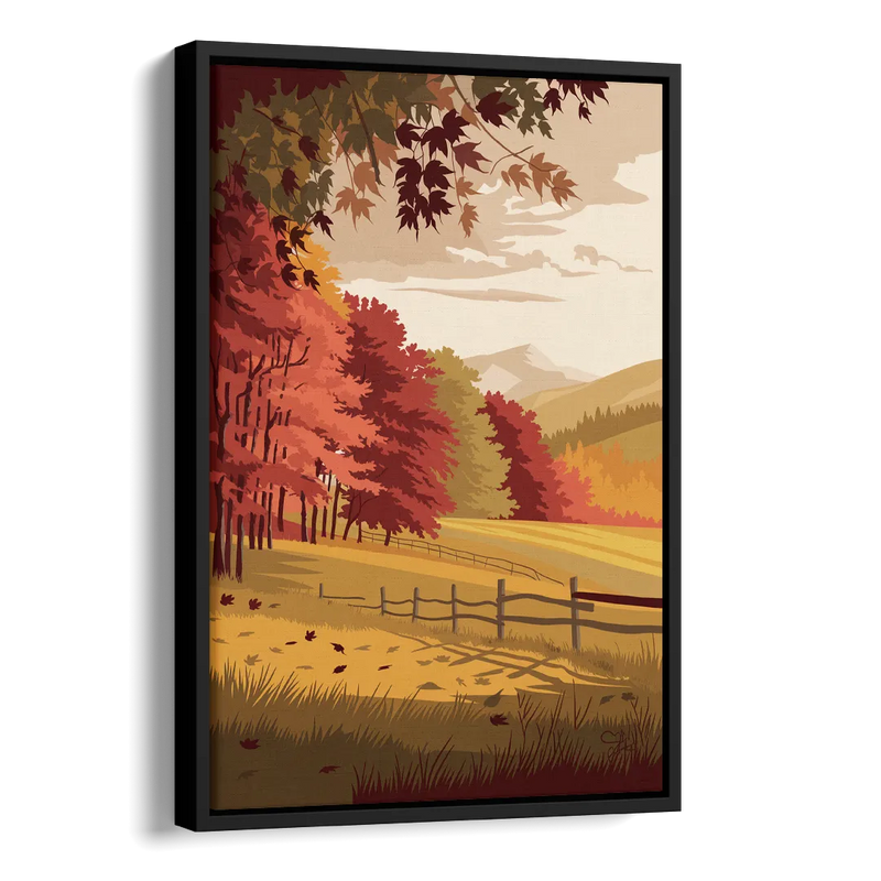 Burlington Fall Foliage Side - Black Canvas Wall Art