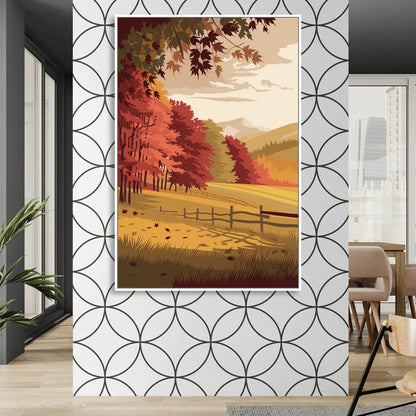 Burlington Fall Foliage Sitting Room - White Canvas Wall Art