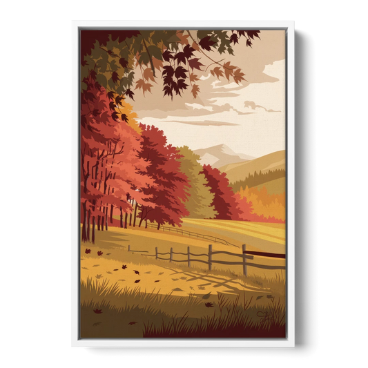 Burlington Fall Foliage - White Framed Canvas Wall Art - Front