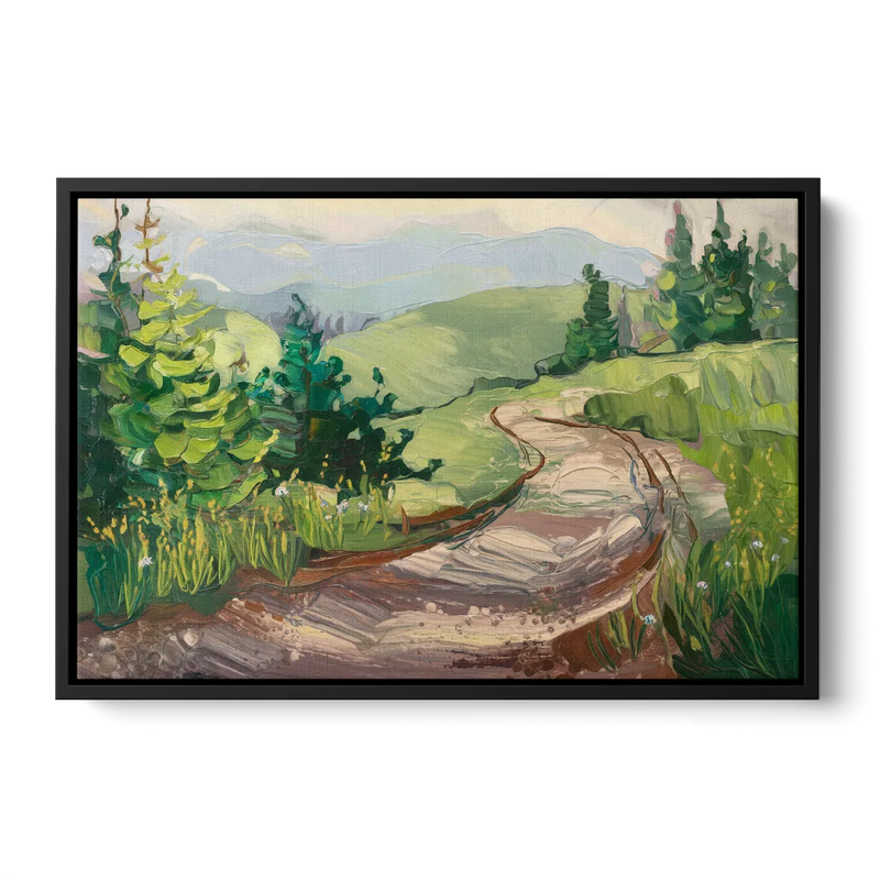 Burlington Green Mountain Trails Front - Black Canvas Wall Art