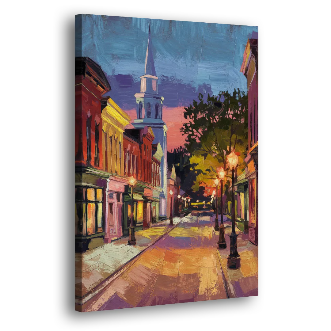 Burlington Historic Downtown Side - Canvas Wall Art