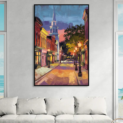 Burlington Historic Downtown Living Room - Black Canvas Wall Art