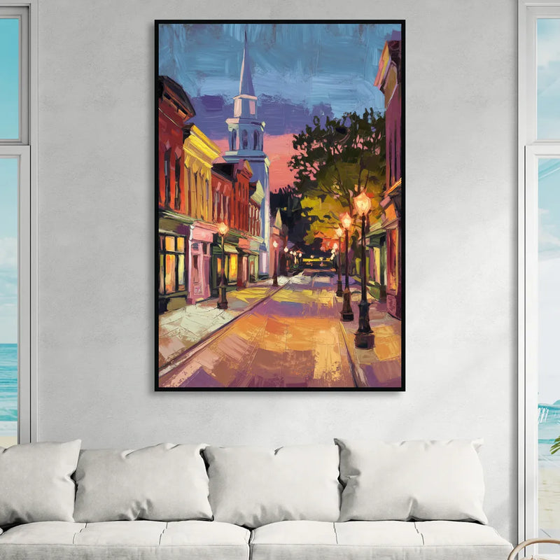 Burlington Historic Downtown Living Room - Black Canvas Wall Art