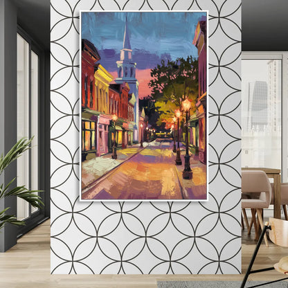 Burlington Historic Downtown Living Room - White Canvas Wall Art