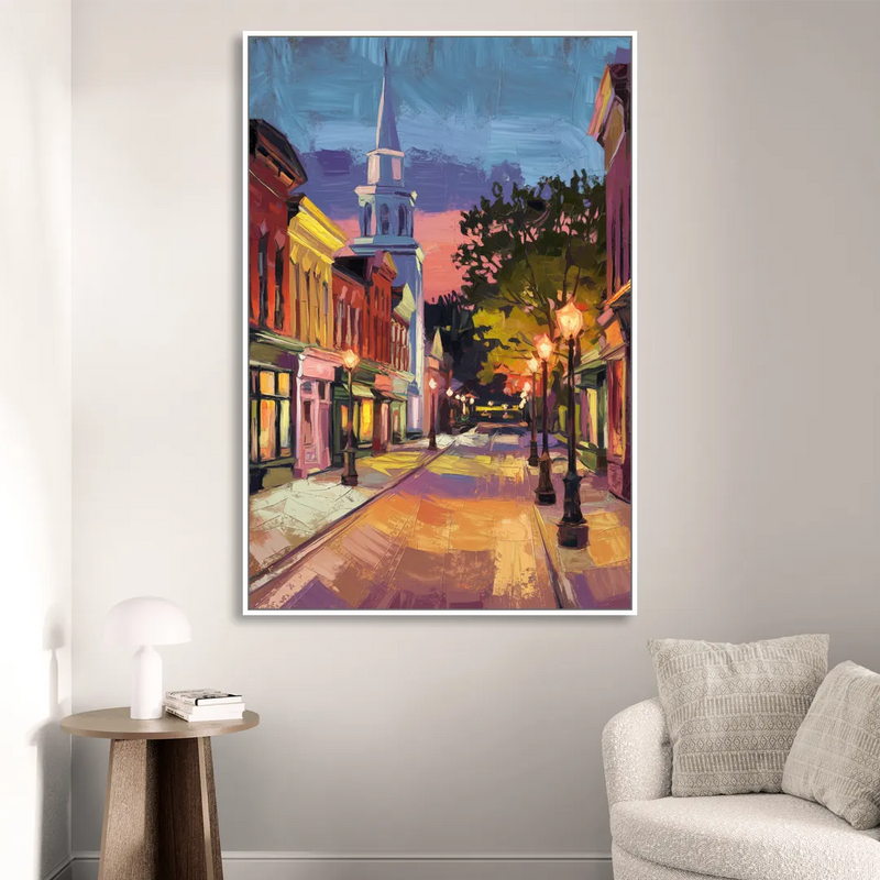 Burlington Historic Downtown Sitting Room - White Canvas Wall Art