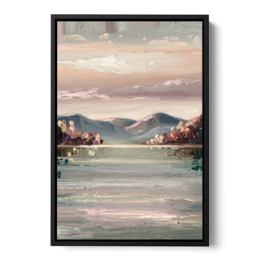 Burlington Lake Champlain Serenity - Black Framed Canvas Wall Art - Front