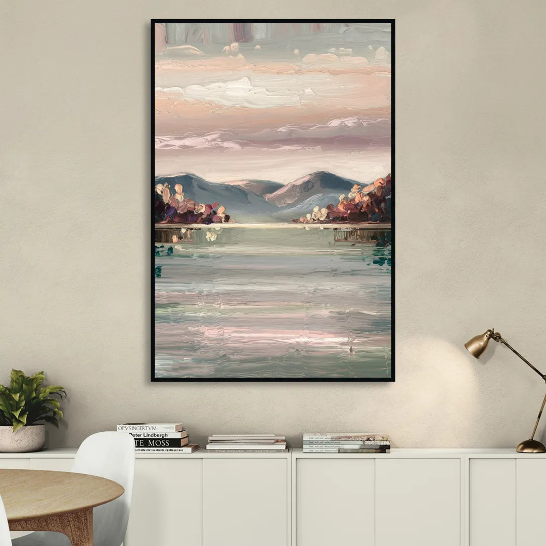 Burlington Lake Champlain Serenity Living Room - Black Canvas Wall Art