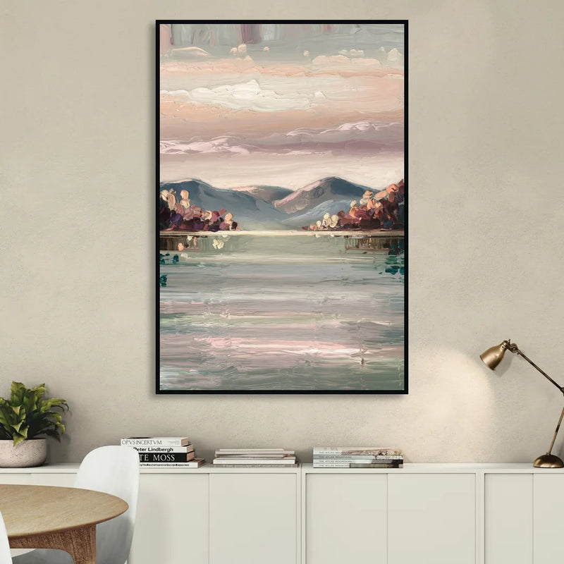 Burlington Lake Champlain Serenity Living Room - Black Canvas Wall Art