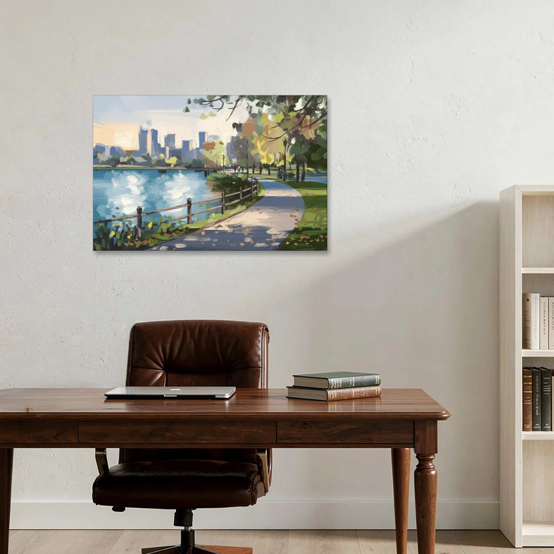 Burlington Lakefront Pathways - Canvas Wall Art - Office - 36x24