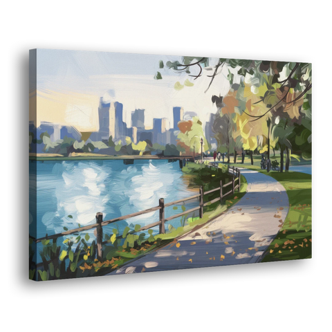 Burlington Lakefront Pathways - Canvas Wall Art - Side