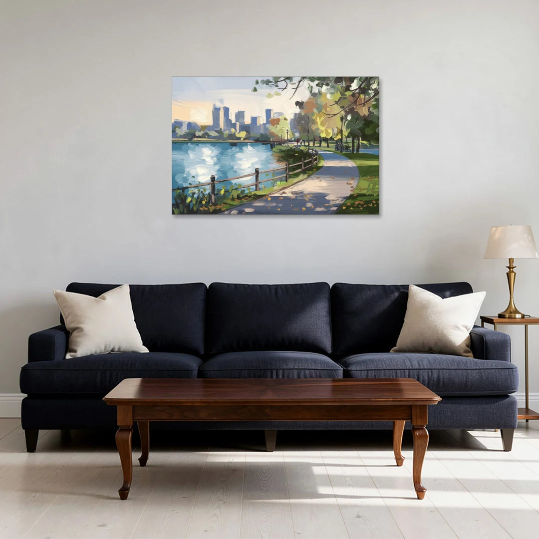 Burlington Lakefront Pathways - Canvas Wall Art - Sofa - 36x24
