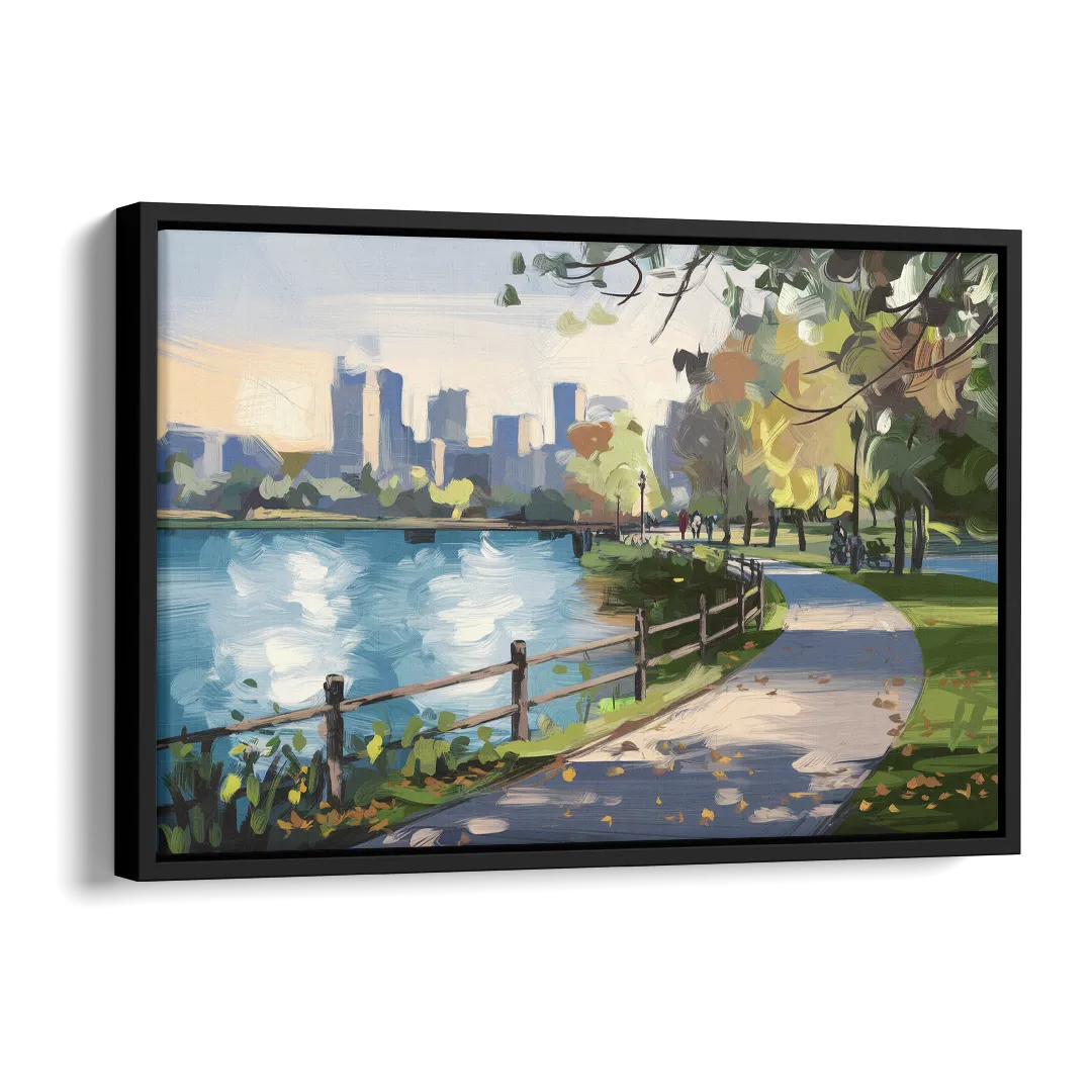Burlington Lakefront Pathways Side - Black Canvas Wall Art