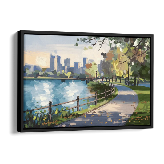 Burlington Lakefront Pathways Side - Black Canvas Wall Art