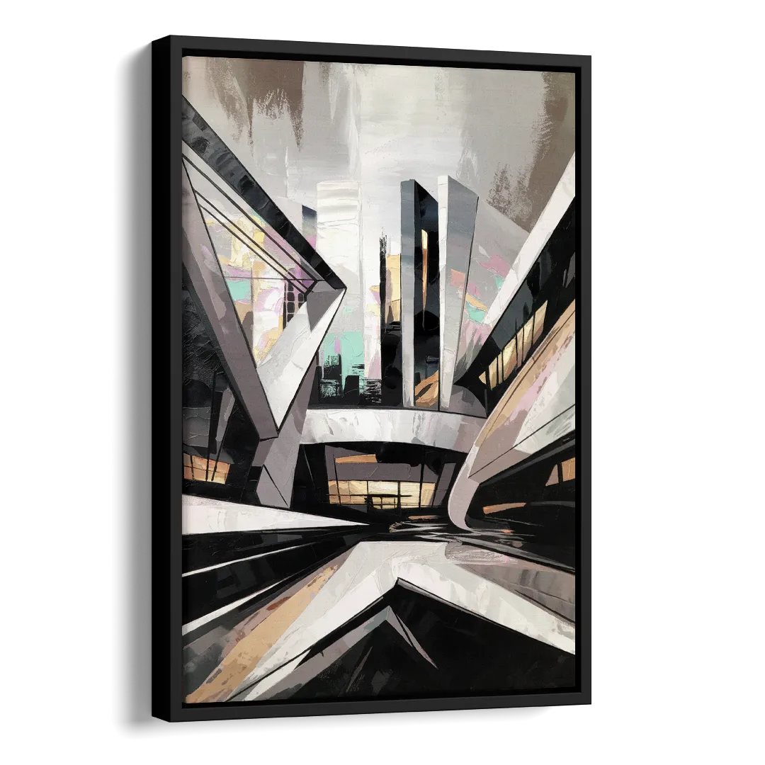 Burlington Modern Architecture Side - Black Canvas Wall Art
