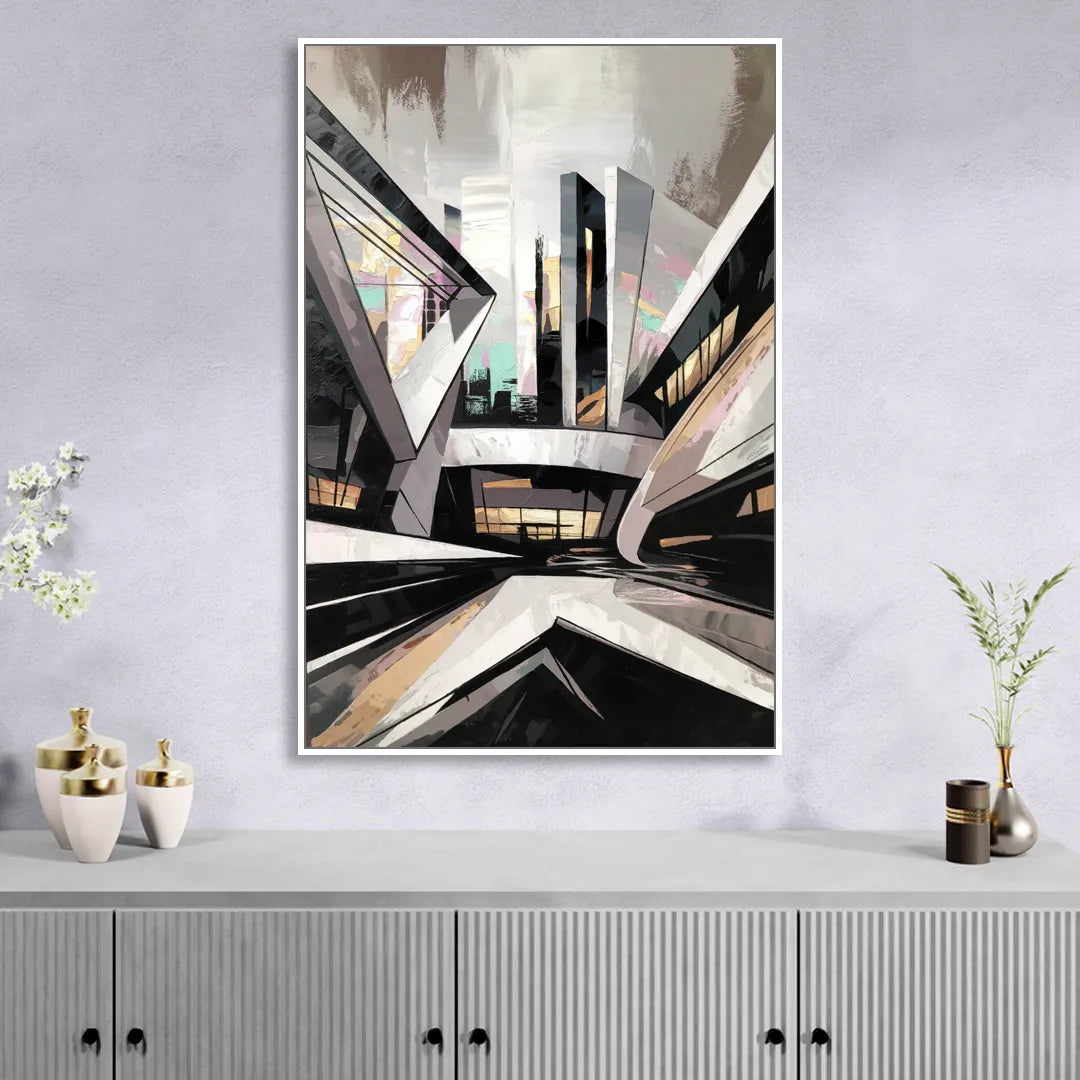 Burlington Modern Architecture Sitting Room - White Canvas Wall Art