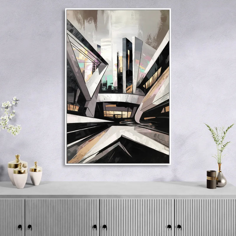 Burlington Modern Architecture Sitting Room - White Canvas Wall Art