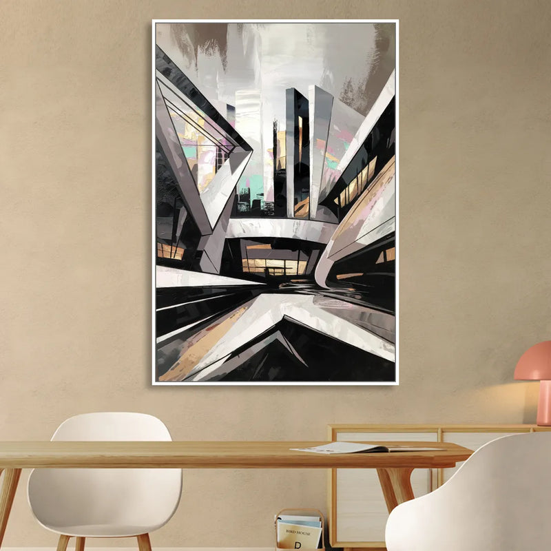Burlington Modern Architecture Living Room - White Canvas Wall Art