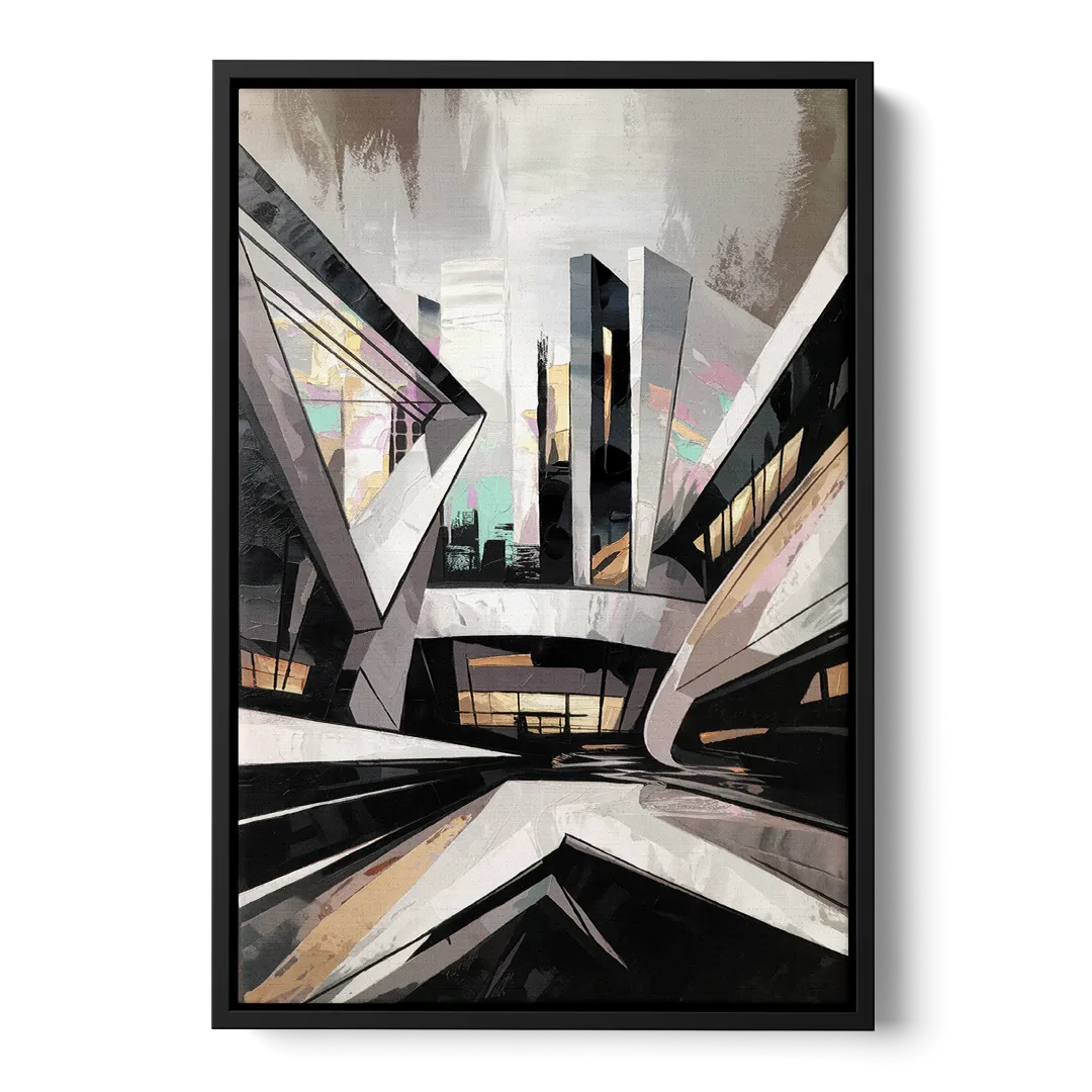 Burlington Modern Architecture Front - Black Canvas Wall Art