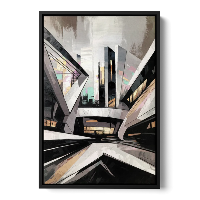 Burlington Modern Architecture Front - Black Canvas Wall Art