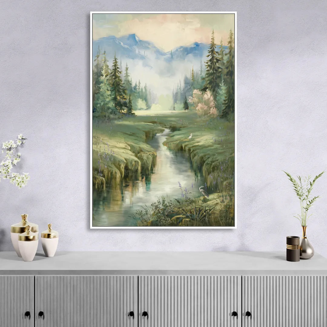 Burlington Nature Escapes Living Room - White Canvas Wall Art