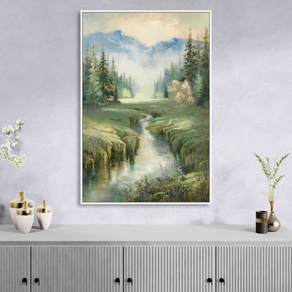 Burlington Nature Escapes Living Room - White Canvas Wall Art
