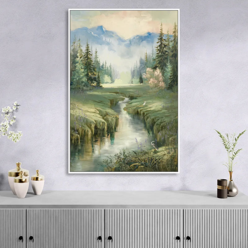 Burlington Nature Escapes Living Room - White Canvas Wall Art