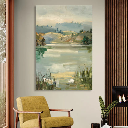 Burlington Peaceful Lakeside Sitting Room - Canvas Wall Art