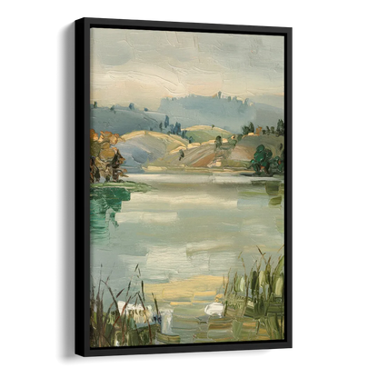 Burlington Peaceful Lakeside Side - Black Canvas Wall Art