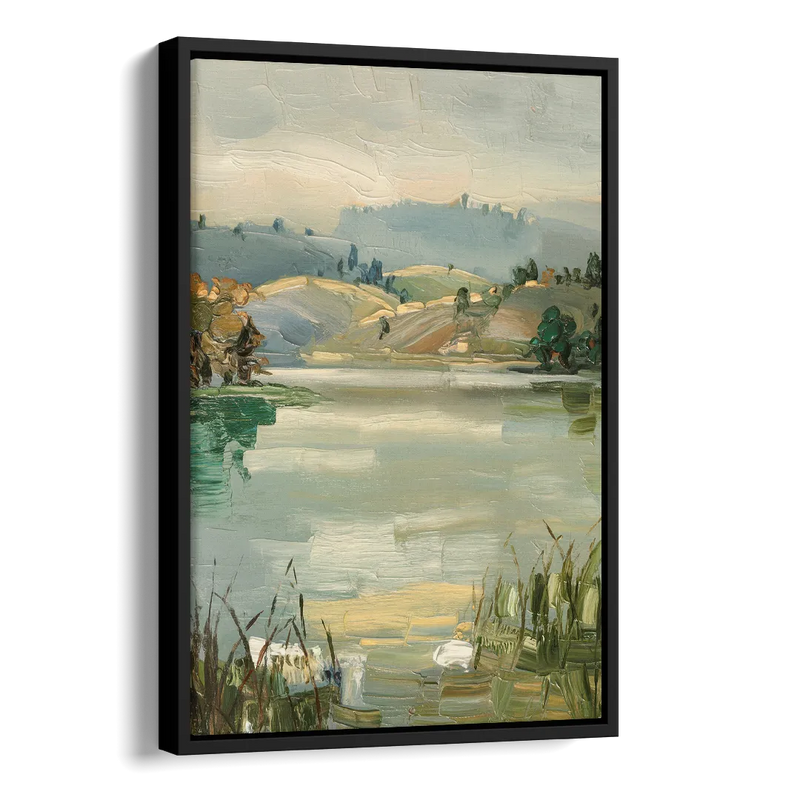 Burlington Peaceful Lakeside Side - Black Canvas Wall Art