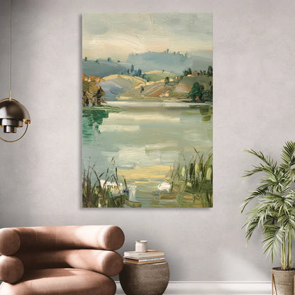 Burlington Peaceful Lakeside Living Room - Canvas Wall Art