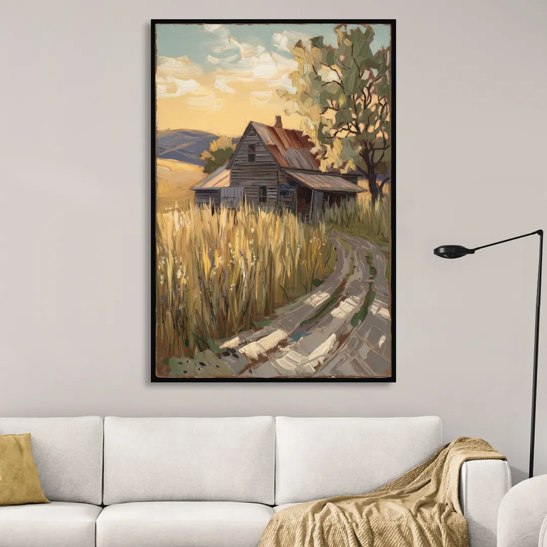 Burlington Rustic Charm Sitting Room - Black Canvas Wall Art
