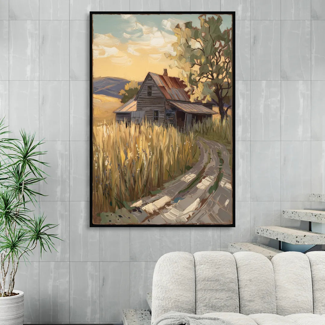 Burlington Rustic Charm Living Room - Black Canvas Wall Art