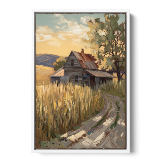 Burlington Rustic Charm - White Framed Canvas Wall Art - Front