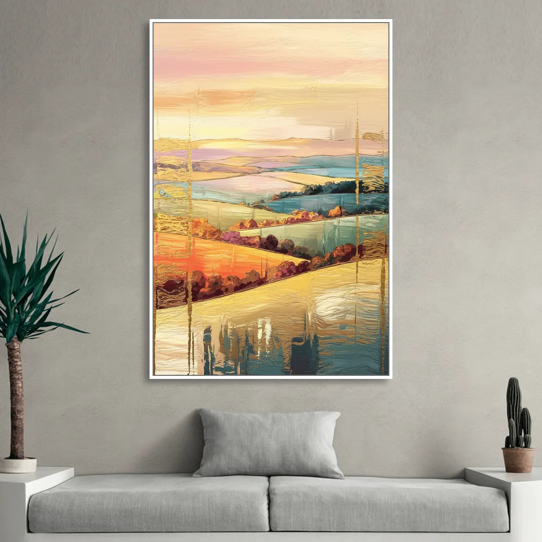 Burlington Scenic Horizons Living Room - White Canvas Wall Art