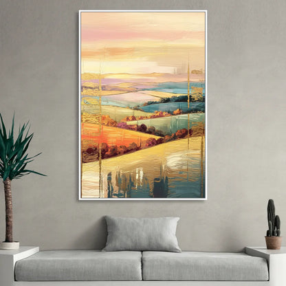 Burlington Scenic Horizons Living Room - White Canvas Wall Art