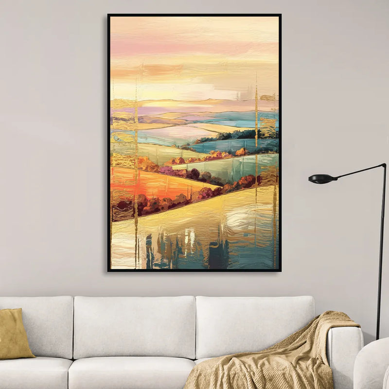 Burlington Scenic Horizons Living Room - Black Canvas Wall Art