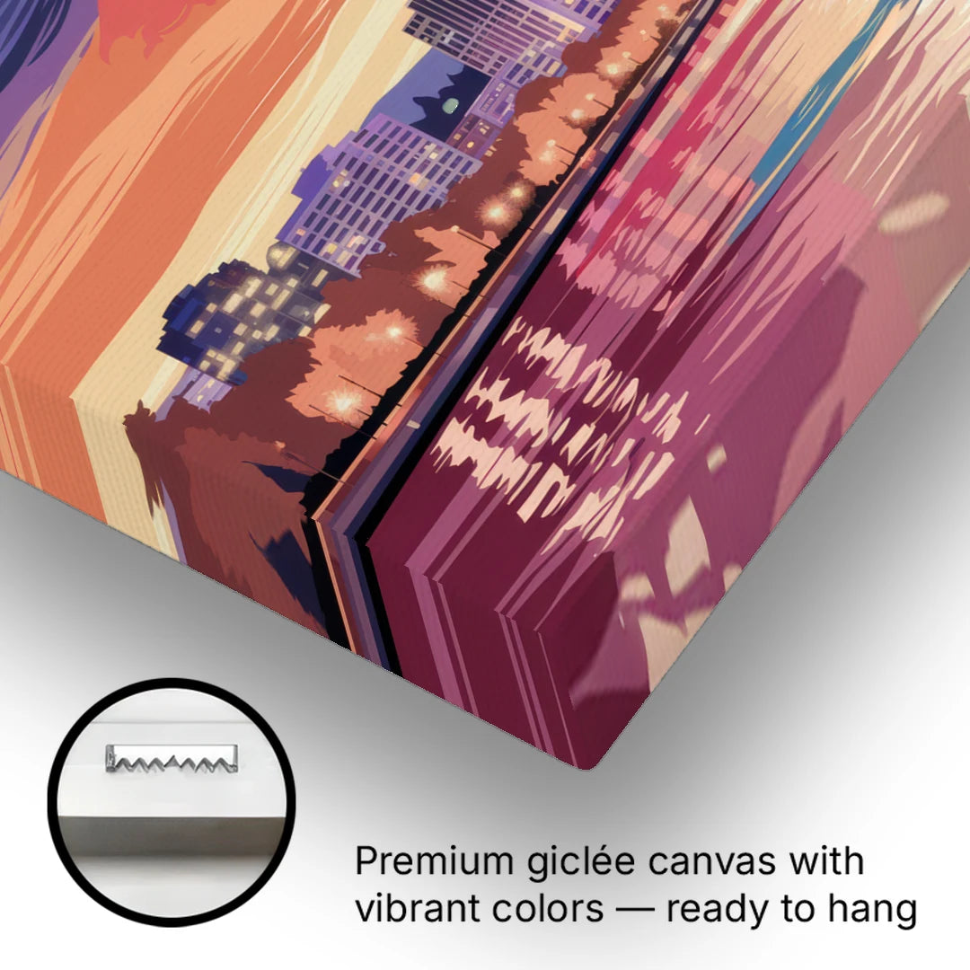 Burlington Skyline At Sunset - Canvas Wall Art - Gallery Wrap Corner