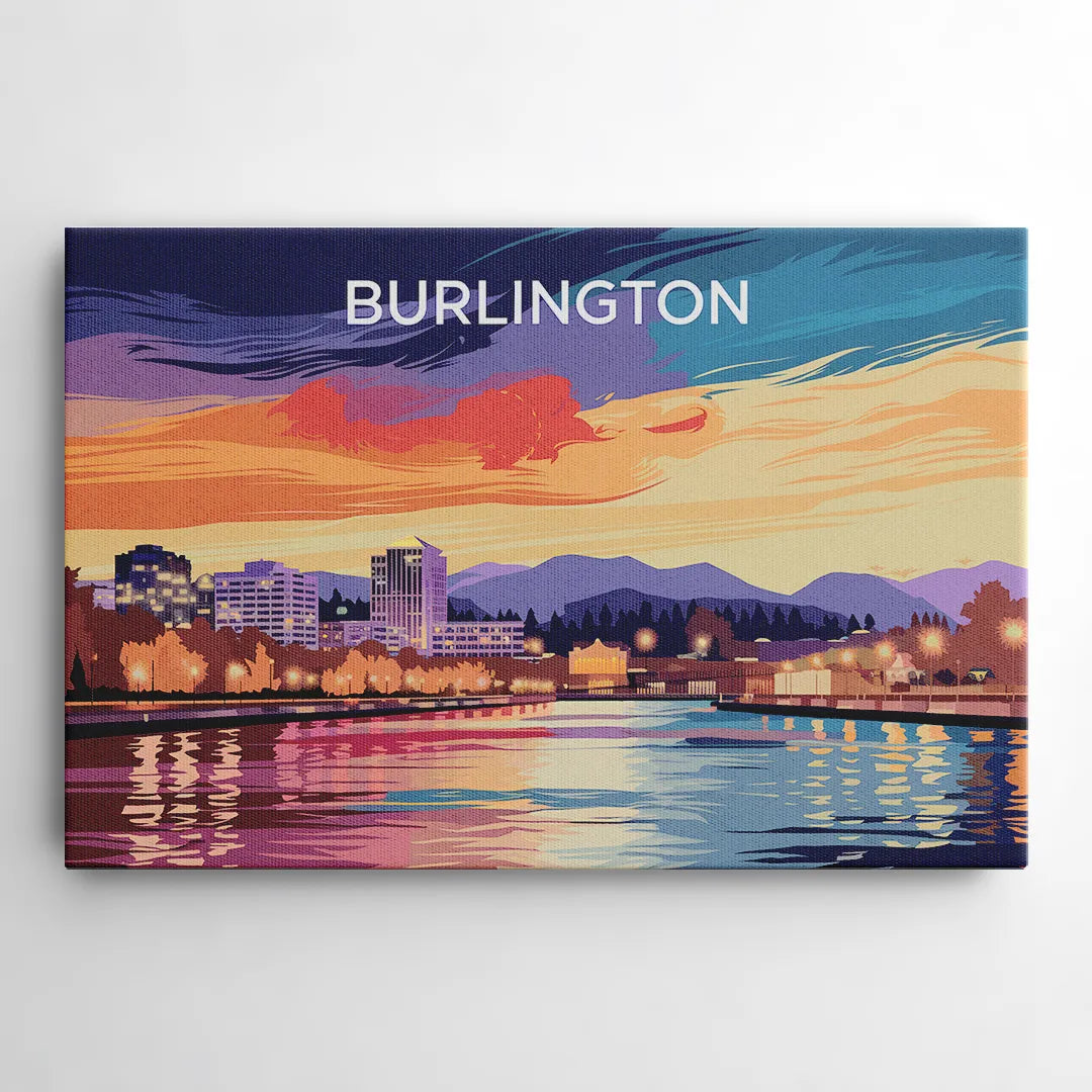 Burlington Skyline At Sunset - Canvas Wall Art