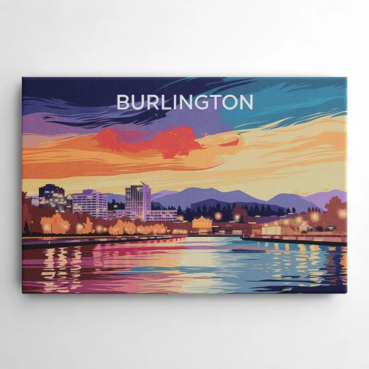 Burlington Skyline At Sunset - Canvas Wall Art