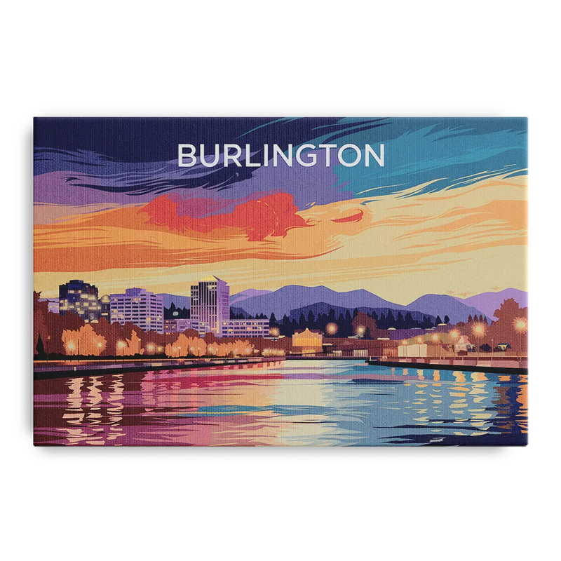 Burlington Skyline At Sunset Front - Canvas Wall Art